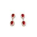 Wedding Fashion Jewelry Ruby Stone 925 Sterling Silver/ Gold Luxury Jewelry Set